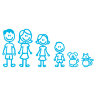 Наклейка на авто папа, мама, дочь, сын, собака и кошка 2